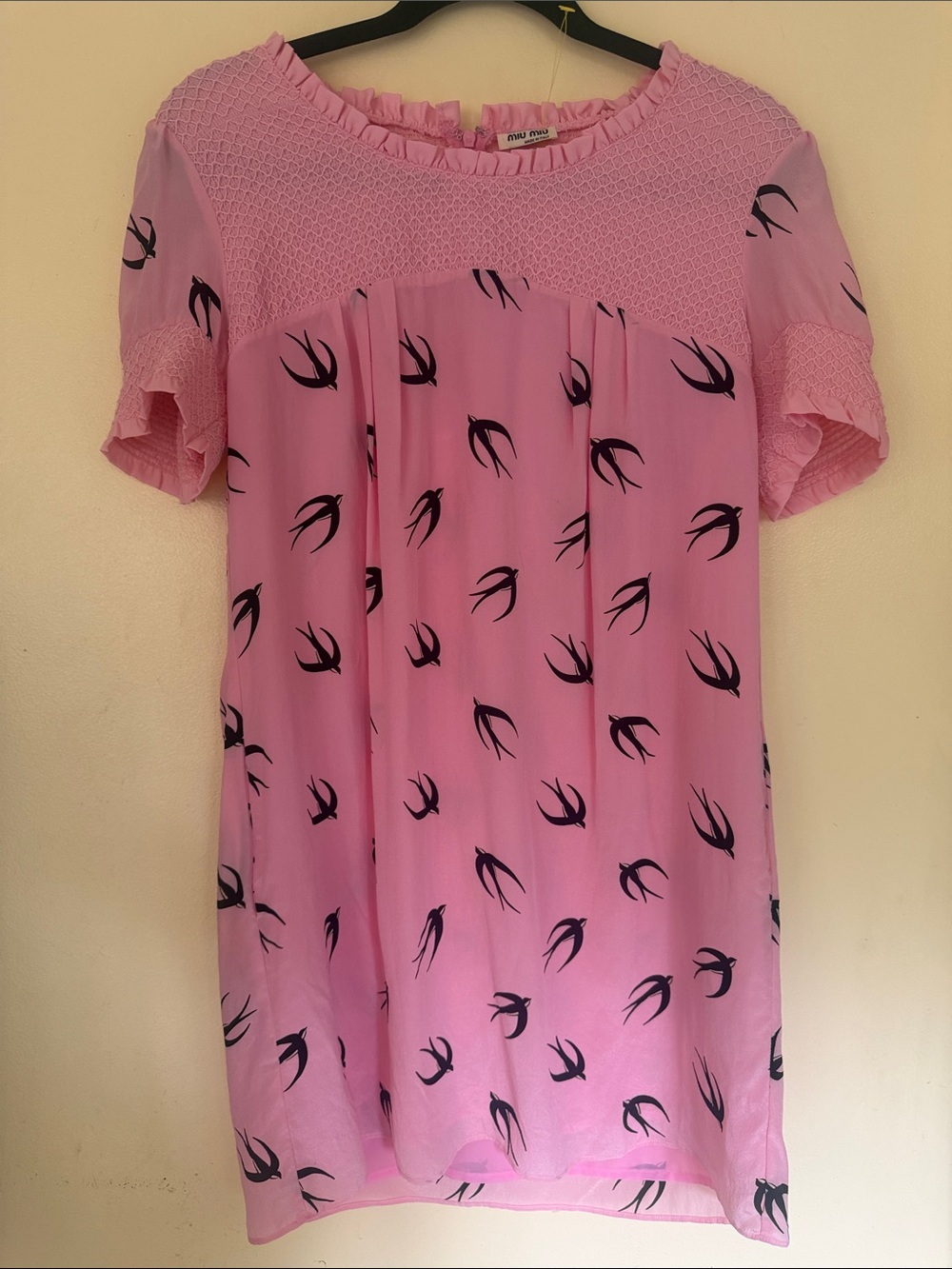 Miu Miu Pink Dress with swallow  Bird Print / 2010